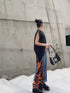 Side Pleated Denim Pants